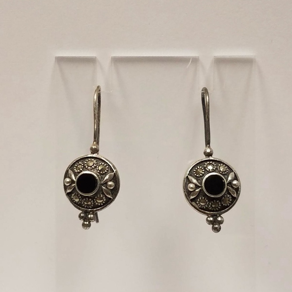 925 Marcasite and Rhinestone Vintage Earrings